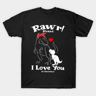 Rawr Means I Love You In Dinosaur, I Love You Design T-Shirt